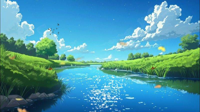 精美梦幻的夏日自然风光背景动画-UI素材库