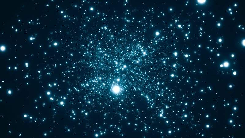 蓝色背景上循环闪烁的星光粒子专业视频素材模板下载-UI素材库