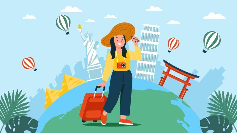 世界旅游日扁平化插画动画-UI素材库