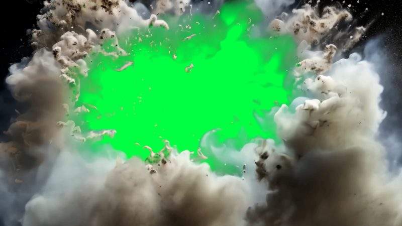 绚丽的爆炸烟雾动画绿幕-UI素材库