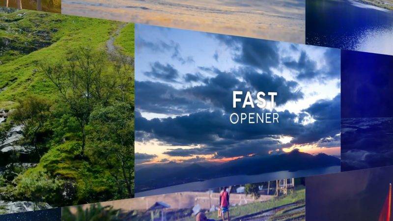 自然与旅行的动态拼贴画幻灯片AE模板-UI素材库